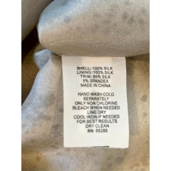 Express Women 100% Silk Halter Tank Top Platinum Spotted Backless Silver Black M - Picture 7 of 8